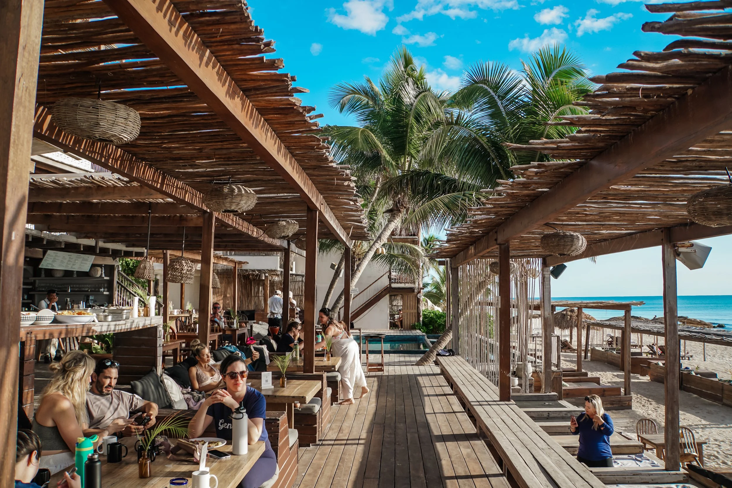 Guests Enjoy eating their meals looking out at the ocean on their fitness retreat in Mexico