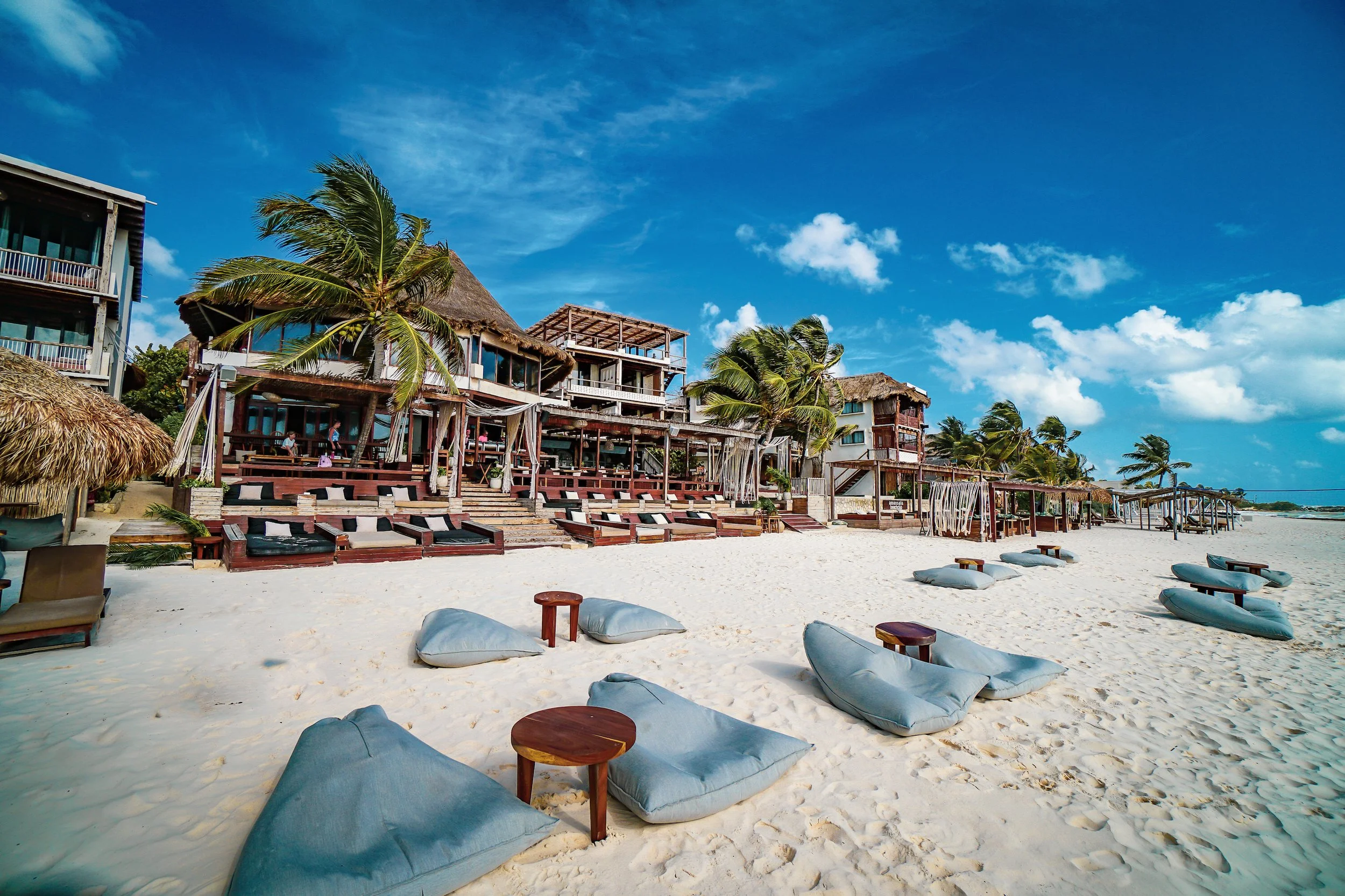 amansala resort is right on the unique beach of tulum. tulum vs Cancun