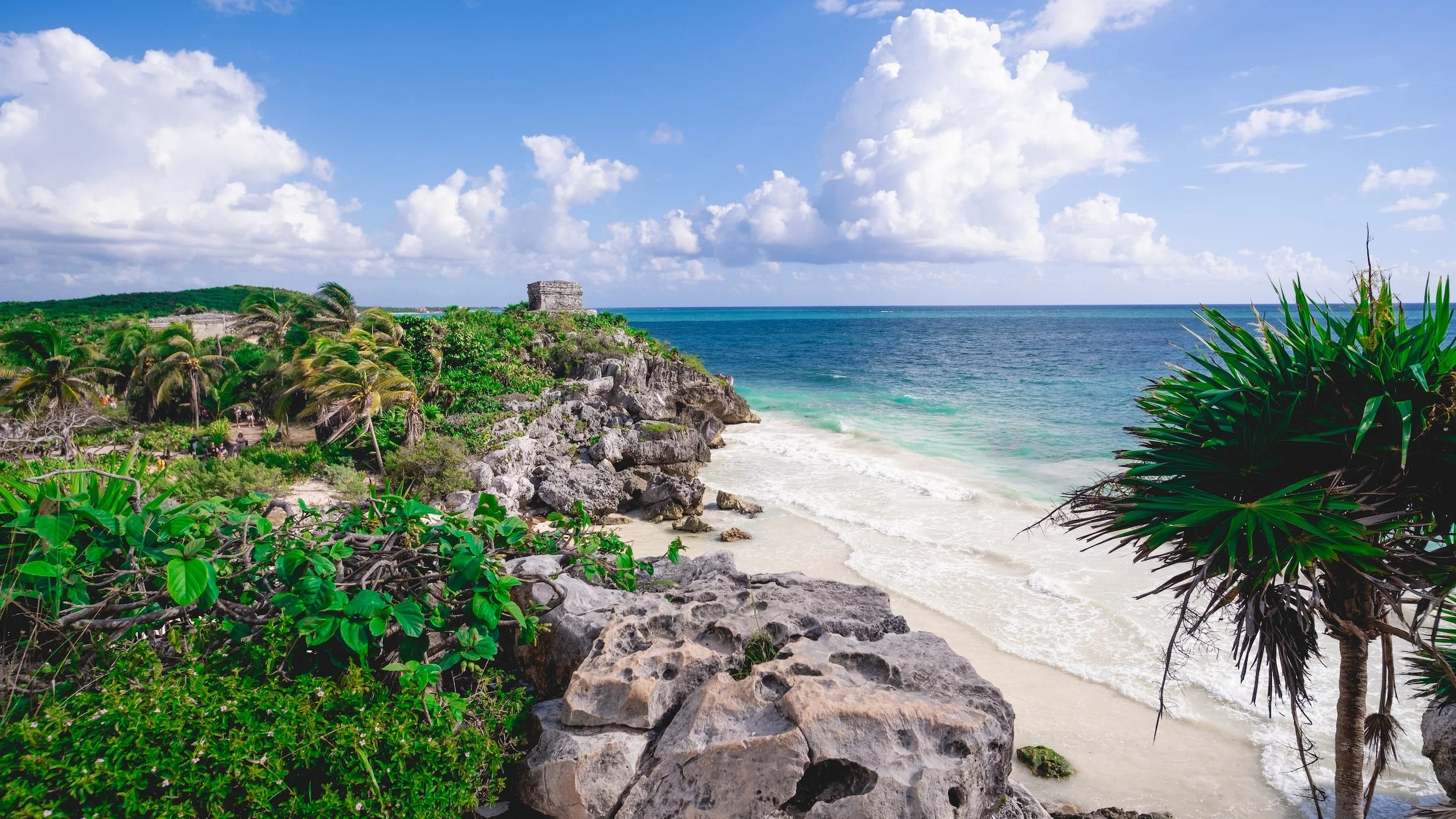 Tulum ruins are on the beach. It is a perfect place to explore for any solo traveller in mexico