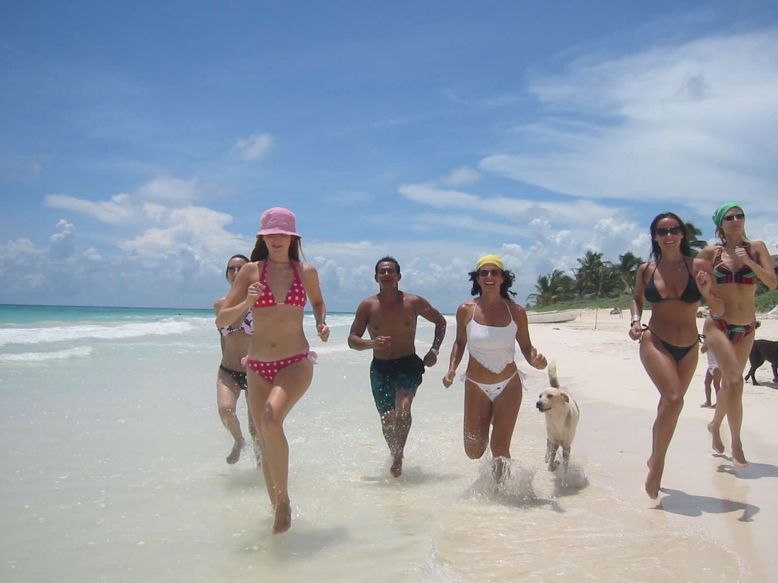 Melissa teaching early Bikini Bootcamp on the beach